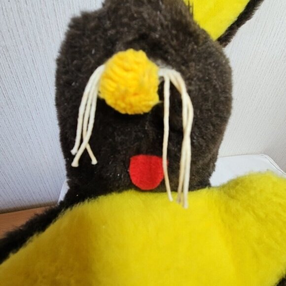 Vintage Easter Bunny Rabbit Plush Chocolate Brown Orange Spangled Eyes 23" Large - Picture 9 of 12